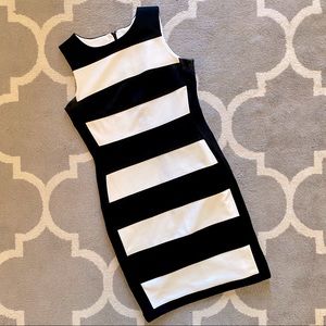 Calvin Klein Black and Ivory Stripe Dress - 4